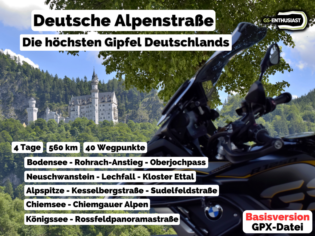 GPX-Datei: Motorradreise Deutsche Alpenstraße - Entlang der höchsten Gipfel Deutschlands