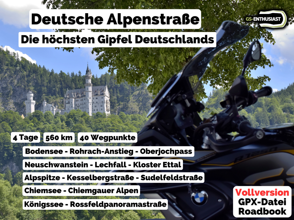 GPX-Datei: Motorradreise Deutsche Alpenstraße - Entlang der höchsten Gipfel Deutschlands