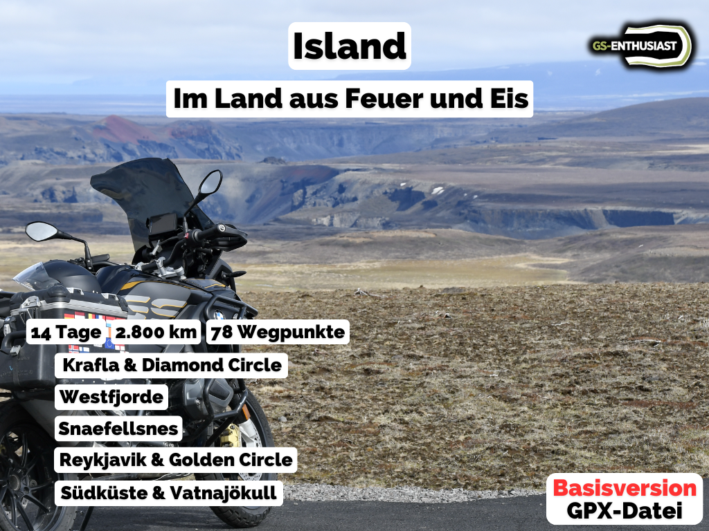 GPX-Datei: Abenteuer Island - Motorradreise durch das Land aus Feuer und Eis