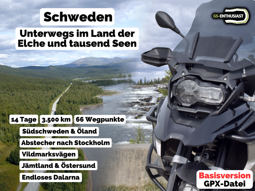 GPX-Datei: Süd- und Mittelschweden - Die schönsten Motorradregionen im Land der Elche und tausend Seen