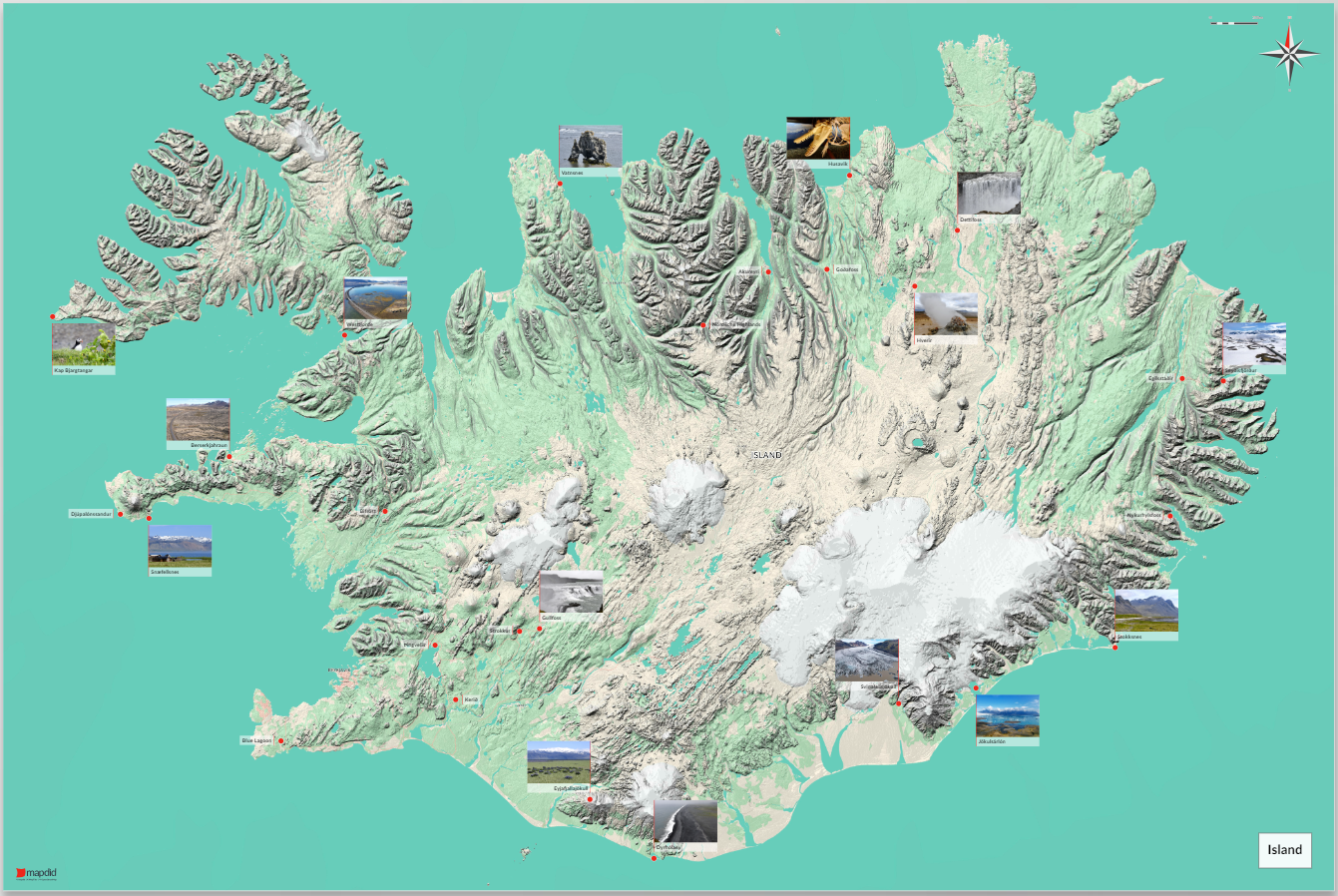 Reisekarte Motorradreise Island
