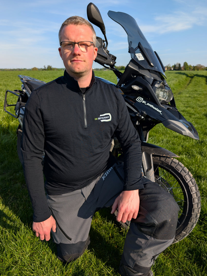Zip-Pullover aus Merinowolle mit gesticktem Logo