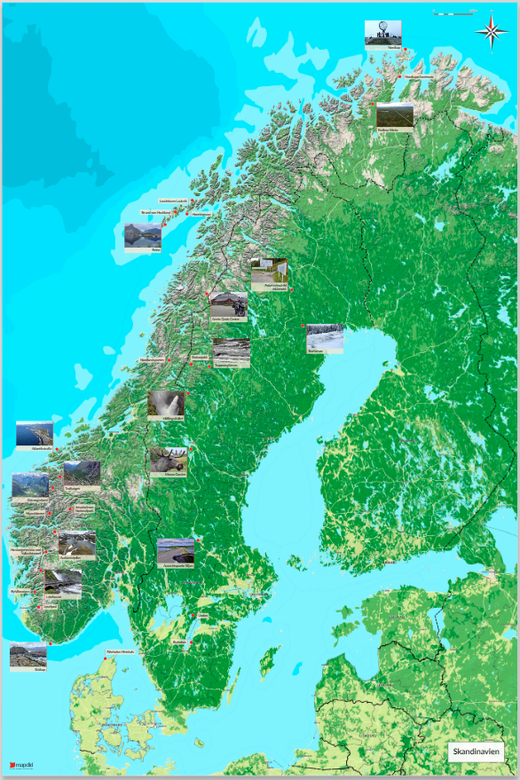 Reisekarte Motorradreise Skandinavien und Nordkap